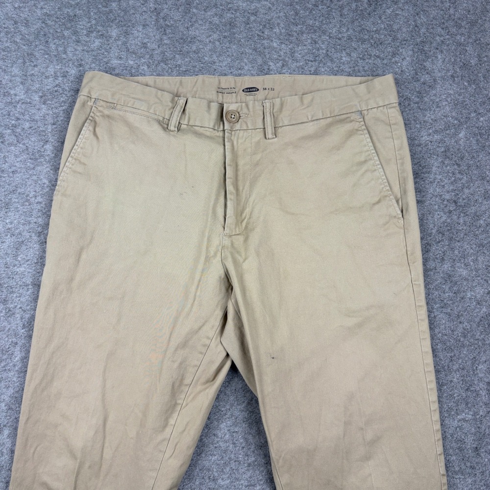Old Navy Ultimate Slim Chino Pants Mens 36x32 Khaki Tan Casual Outdoor Trousers